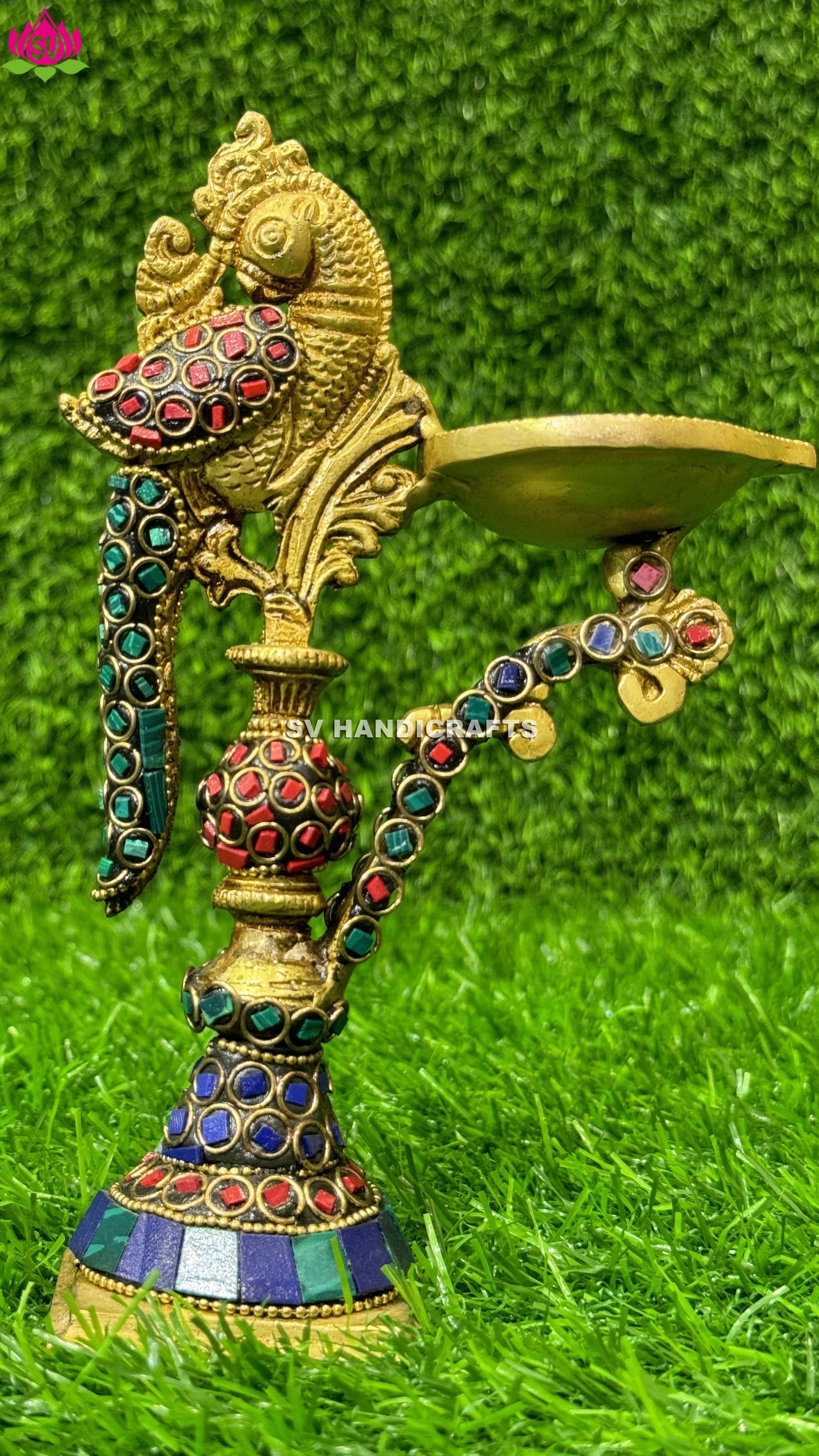 PARROT DIYA WITH STONES